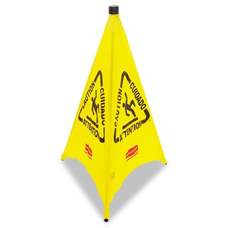 Rubbermaid Commercial Multilingual Pop-Up Wet Floor Safety Cone, 21 x 21 x 30, Yellow FG9S0100YEL